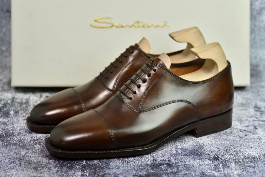 未使用　サントーニ　ストレートチップ　5.5　ダークブラウン　箱・袋・冊子付