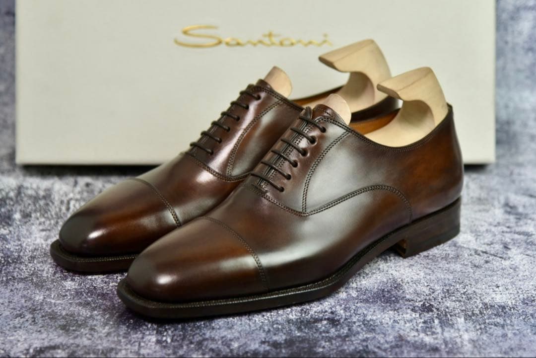 未使用　サントーニ　ストレートチップ　5.5　ダークブラウン　箱・袋・冊子付