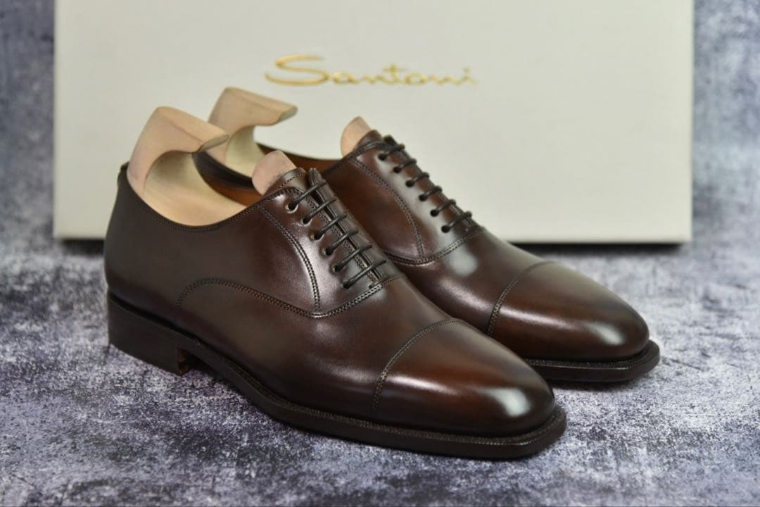 未使用　サントーニ　ストレートチップ　5.5　ダークブラウン　箱・袋・冊子付