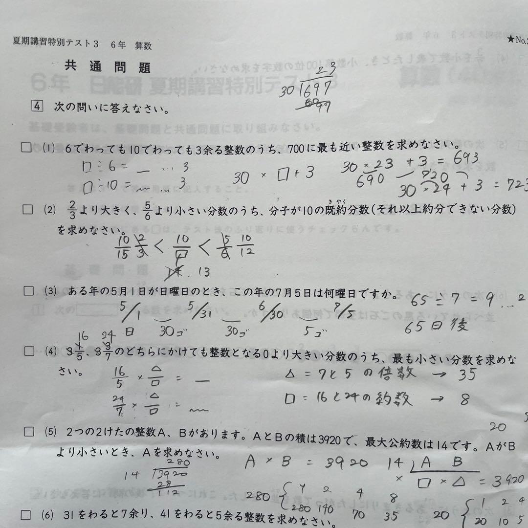 日能研 6年生 2024年 学習力育成テスト