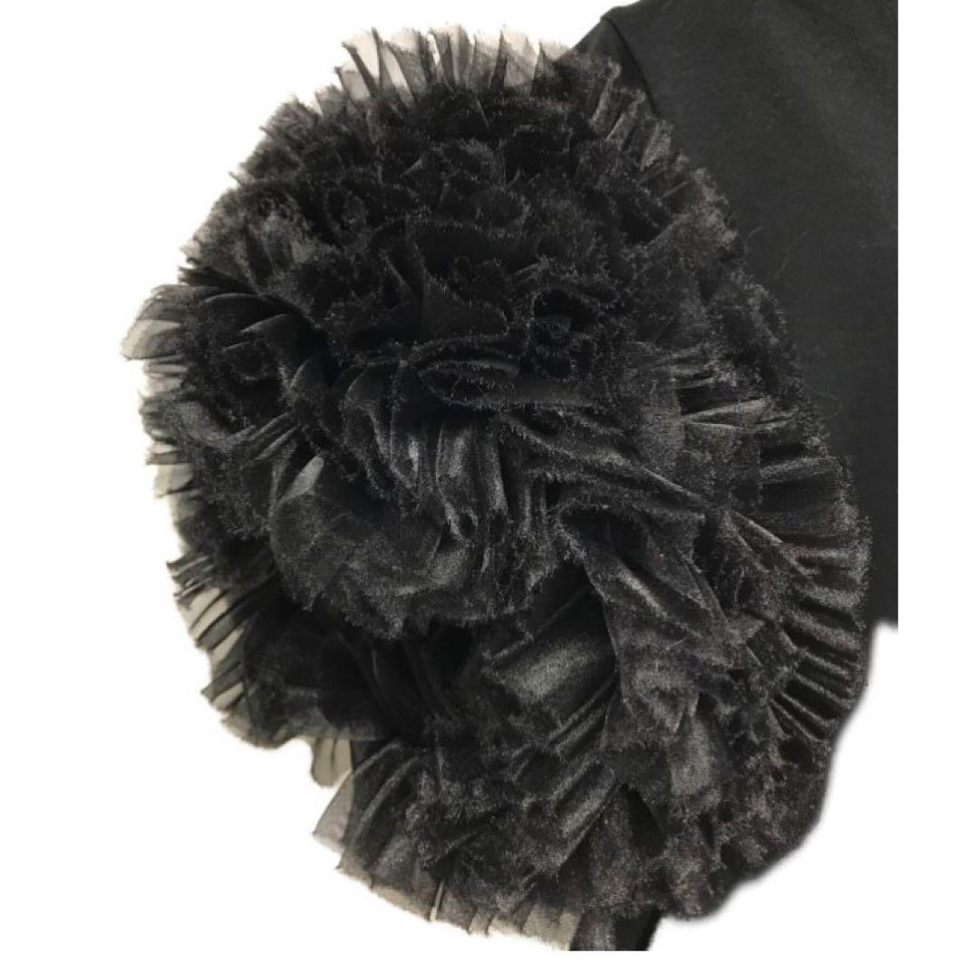 TOMO KOIZUMI 黒ラッフルスリーブTシャツ　チュール　ブラウス　フリル