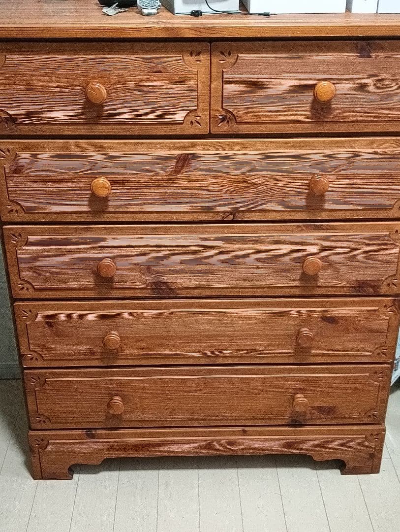 今村家具工芸 木製チェスト 6引き出し ナチュラルウッド