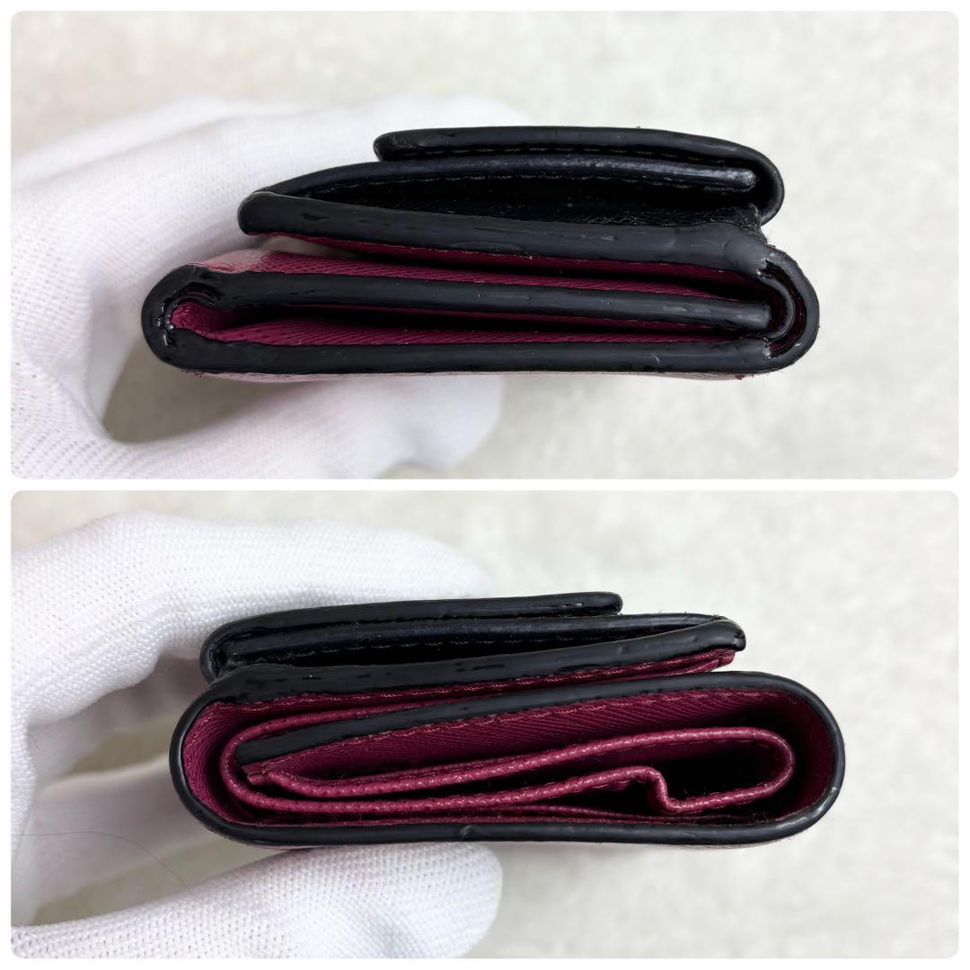 【希少✨】PRADA 三つ折り財布 バイカラー サフィアーノレザー 黒 ピンク