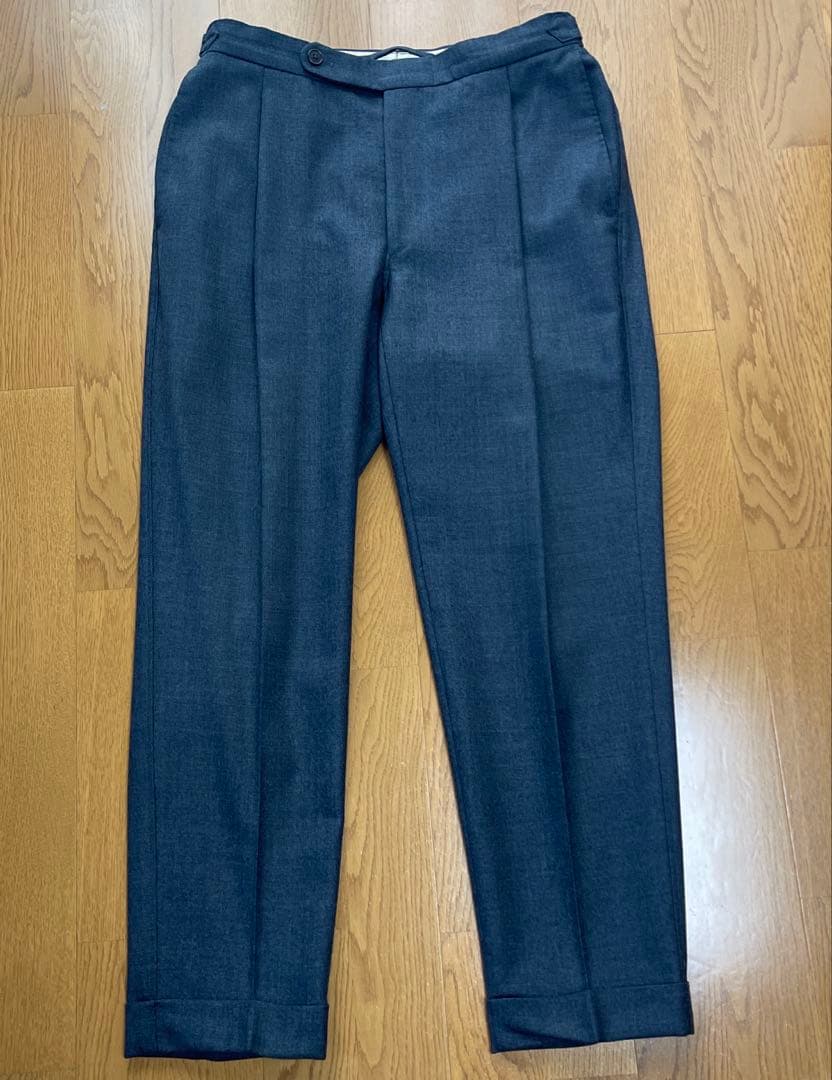 【美品】ムーバーガーメンツ 1タックワイド ウール100 トラウザーズセット