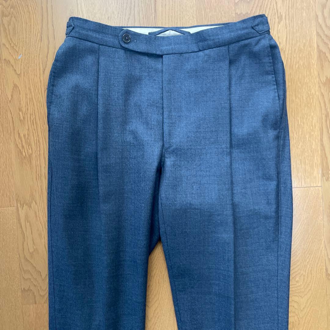 【美品】ムーバーガーメンツ 1タックワイド ウール100 トラウザーズセット