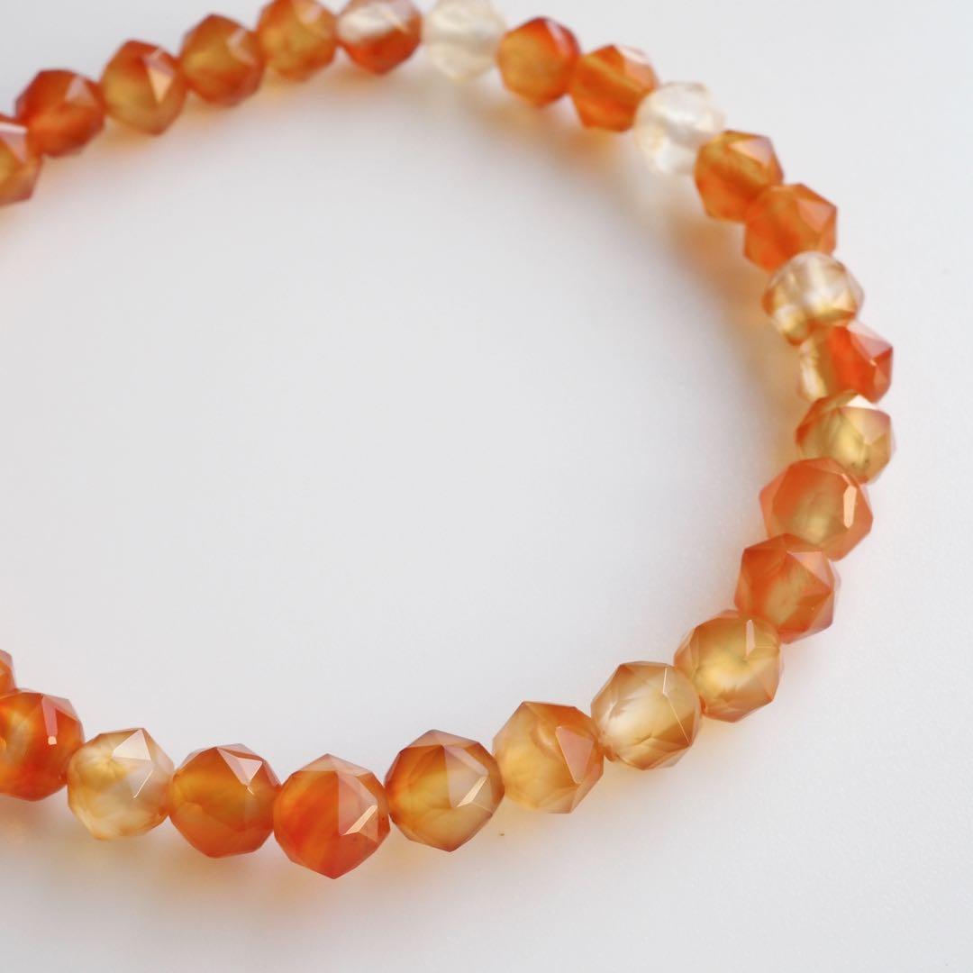 【抹茶】ミックスカーネリアンのゴムブレスレット