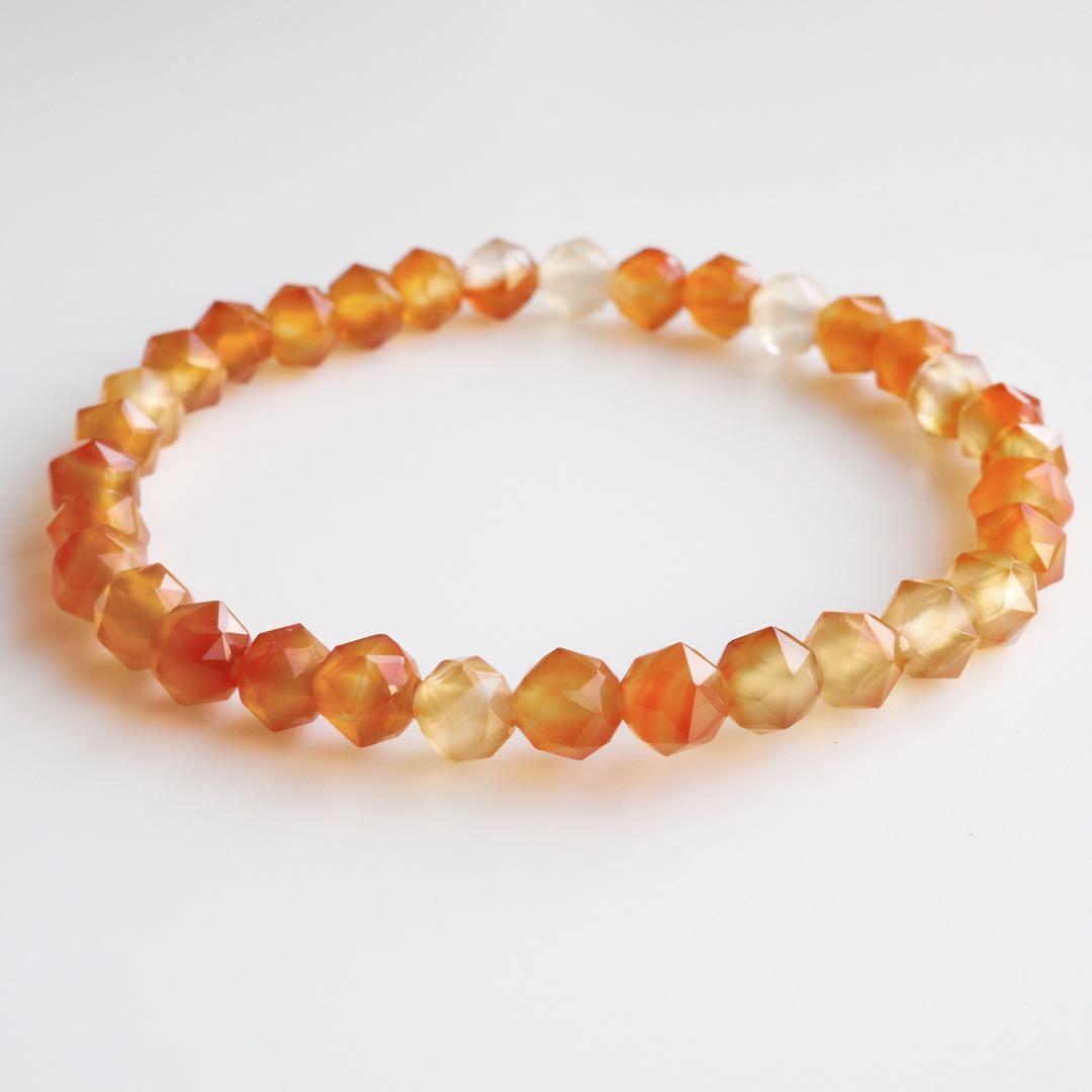 【抹茶】ミックスカーネリアンのゴムブレスレット