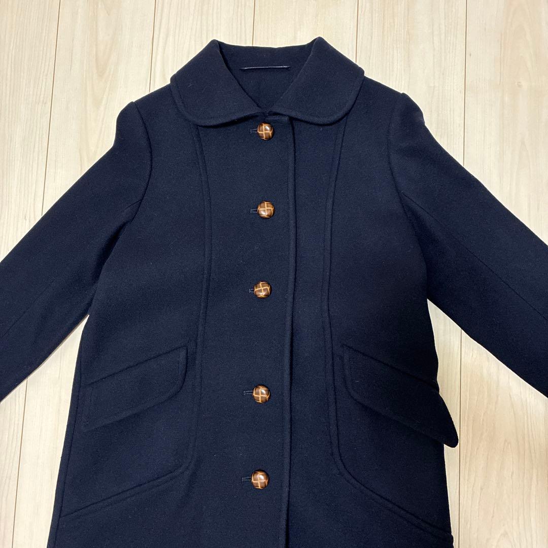 【最終価格】新品未使用　みなとのてんらんかい　ネイビー ボタン付き ロングコート