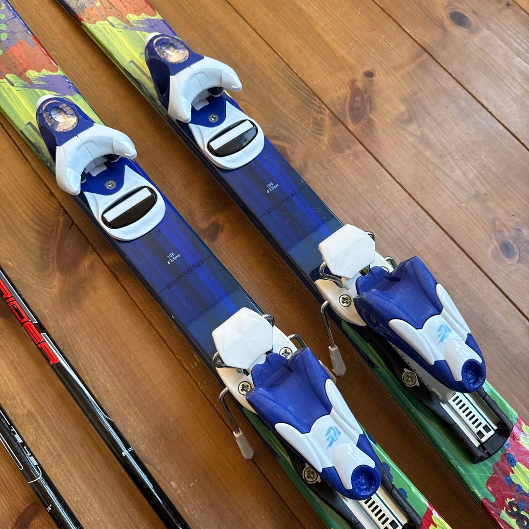 ジュニアスキー4点セット 板、ビンディング、ブーツ、ストック付き 19㎝ 20㎝