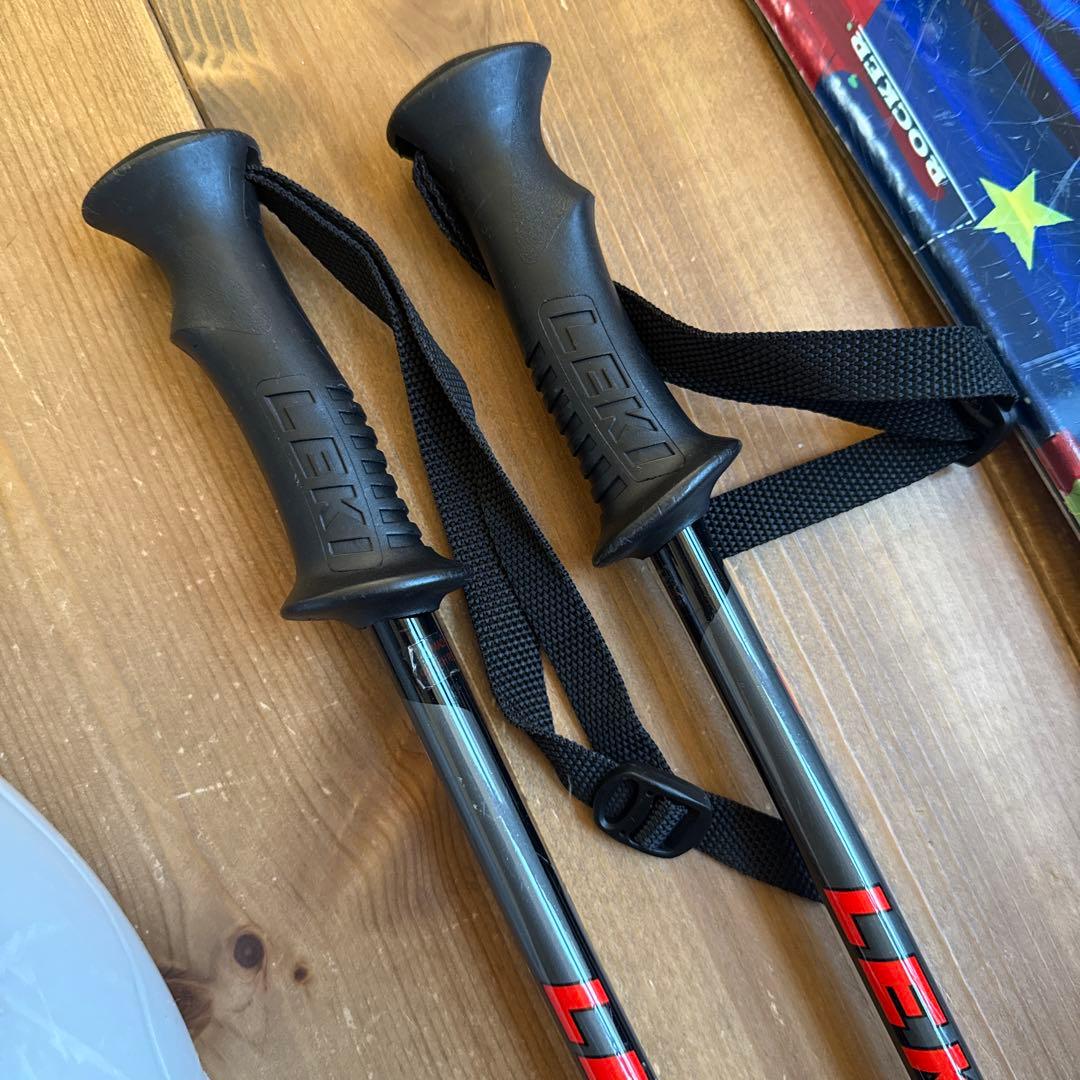 ジュニアスキー4点セット 板、ビンディング、ブーツ、ストック付き 19㎝ 20㎝