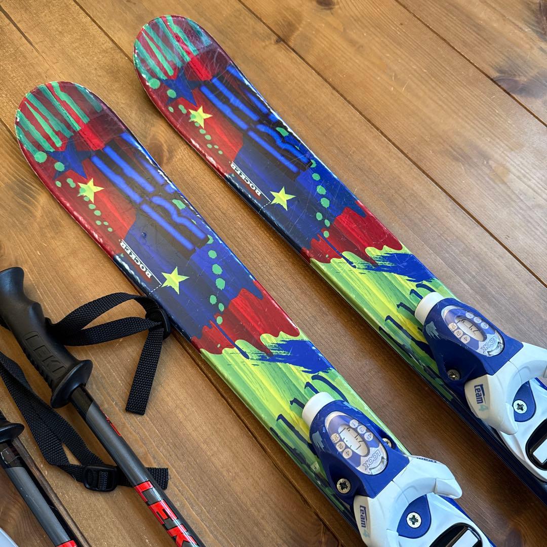 ジュニアスキー4点セット 板、ビンディング、ブーツ、ストック付き 19㎝ 20㎝