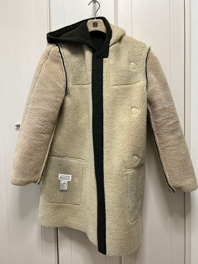 メゾンマルジェラ　フェイクムートンフーデッドコート　ダッフルコート 48 美品