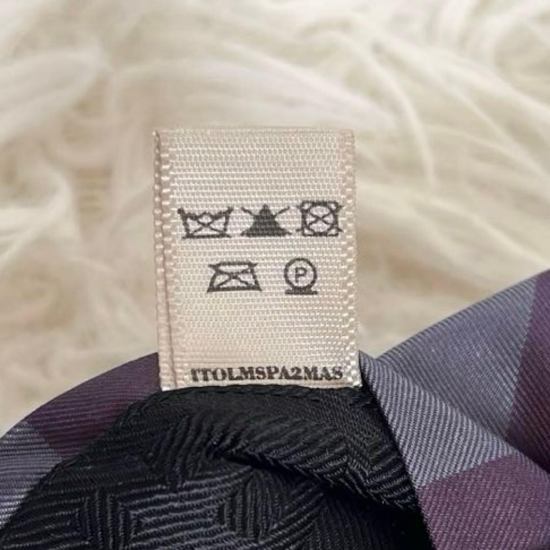 新品タグ付✨バーバリーロンドン　ネクタイ　メガチェック　シルク100% パープル