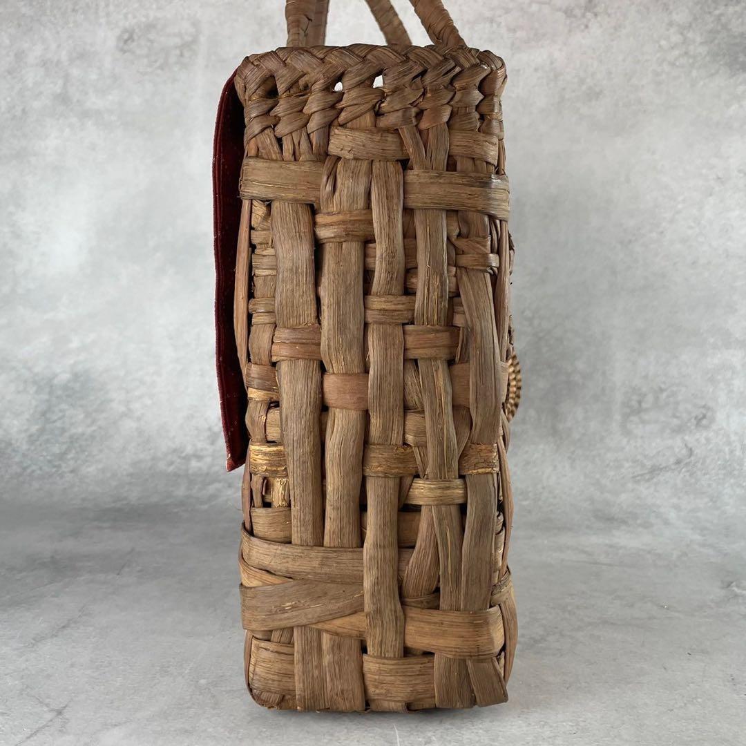 山葡萄かごバッグ 和装バッグ 専用豚毛ブラシ付き