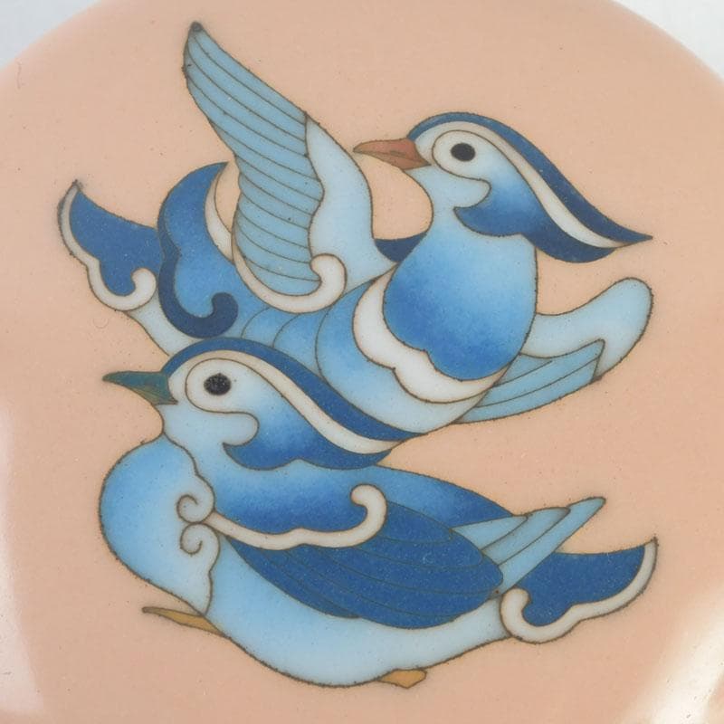 とんちゃん　安藤七宝焼　正倉院御物　双鳥文　香合　共布　共箱　V　9653