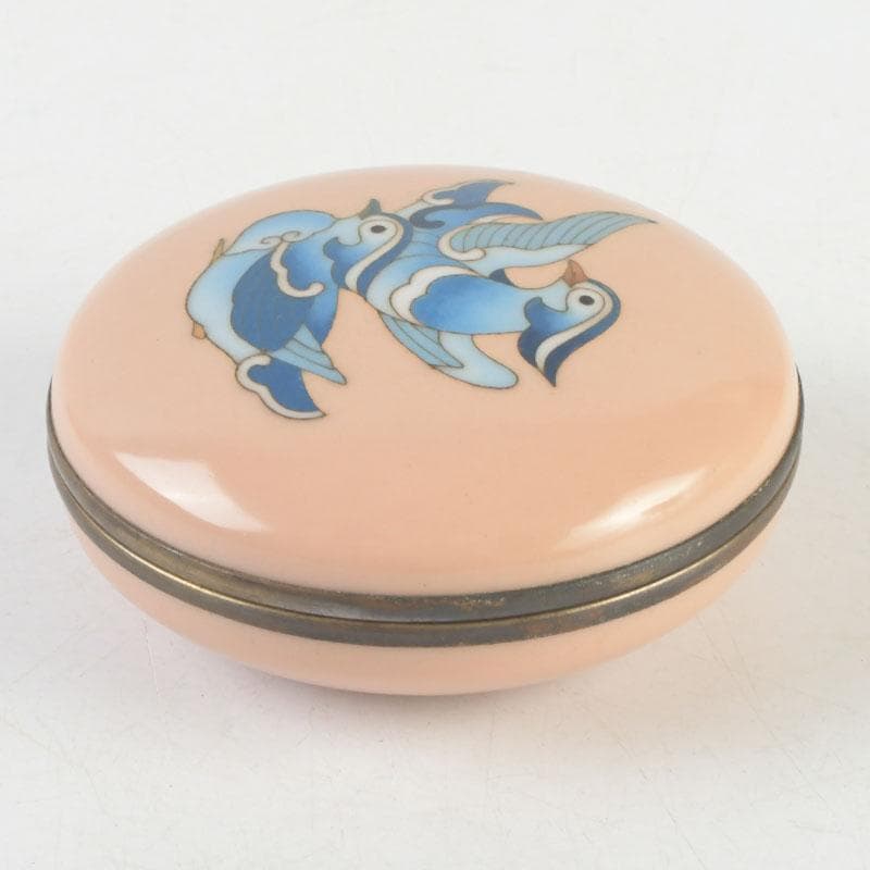 とんちゃん　安藤七宝焼　正倉院御物　双鳥文　香合　共布　共箱　V　9653