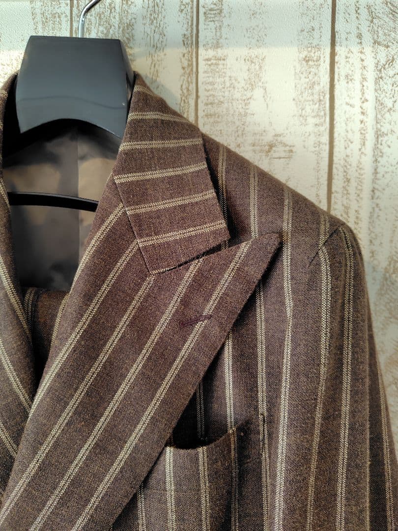 ZERBINOオーダースーツタブルブラウンストライプ