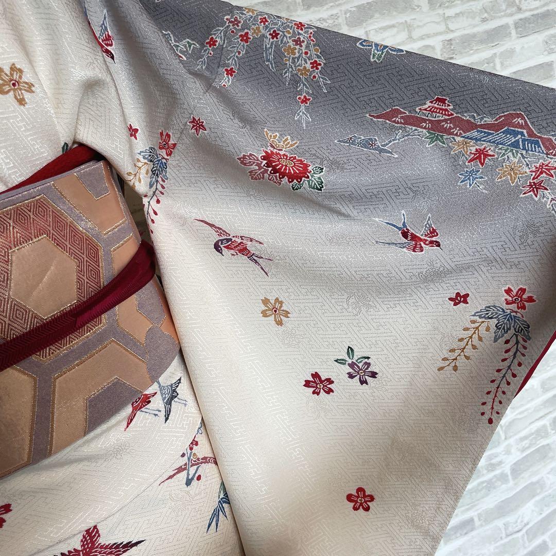 小紋のみ　型染め　紗綾形地紋　着物　P3