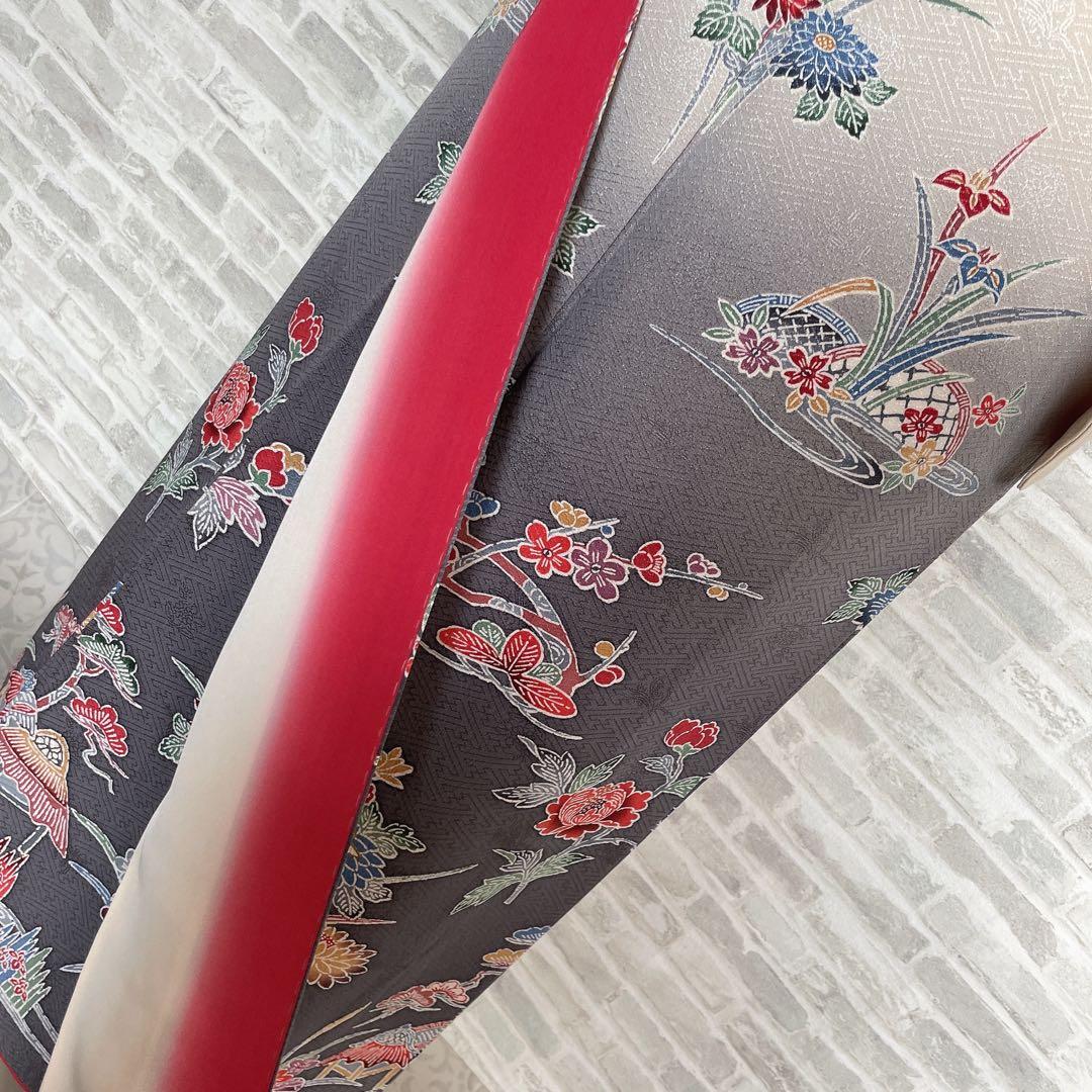 小紋のみ　型染め　紗綾形地紋　着物　P3