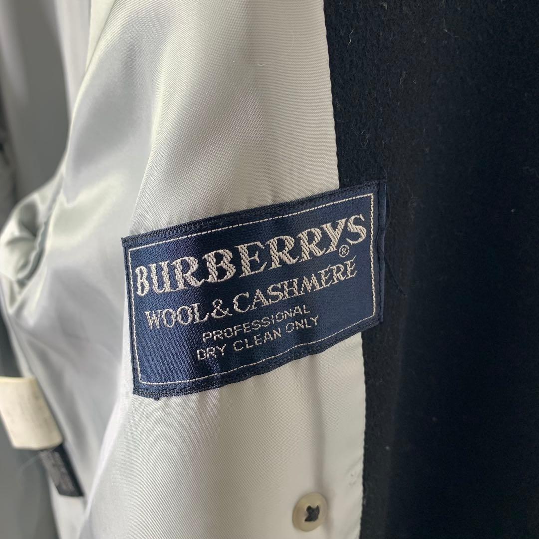 美品 Burberrys カシミアブレンドウールダブルコート ブラック 90s