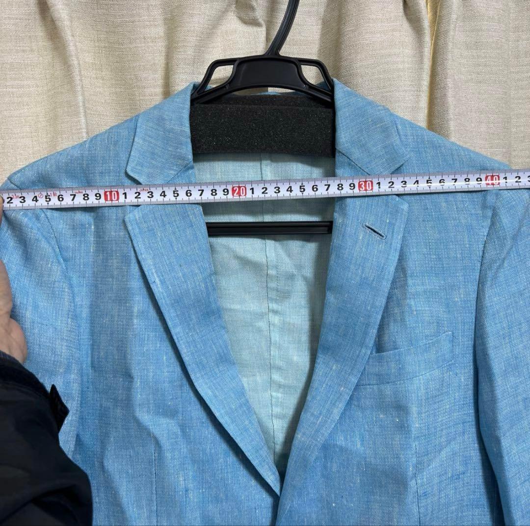 Belvest 純リネン44 水色 テーラードジャケット