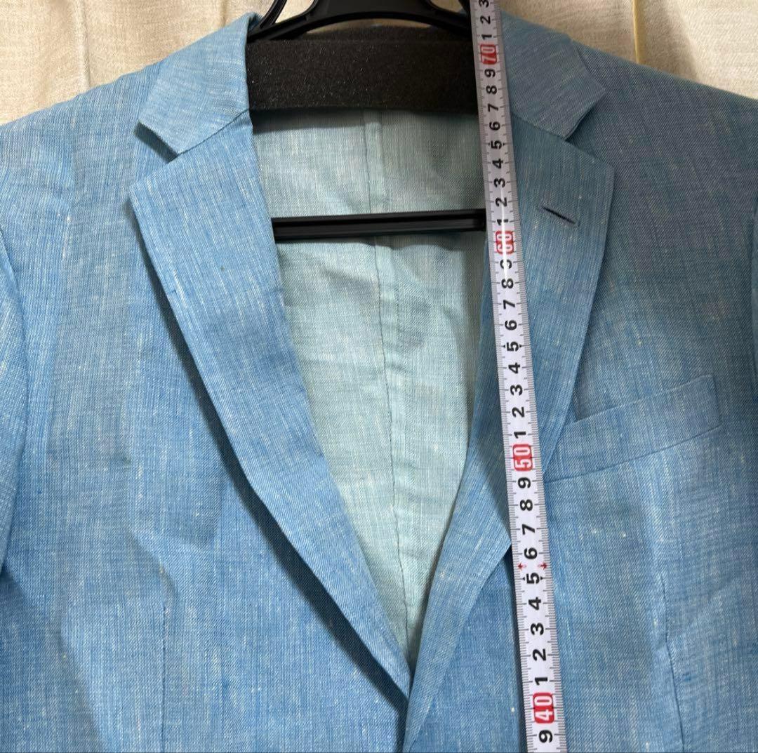 Belvest 純リネン44 水色 テーラードジャケット