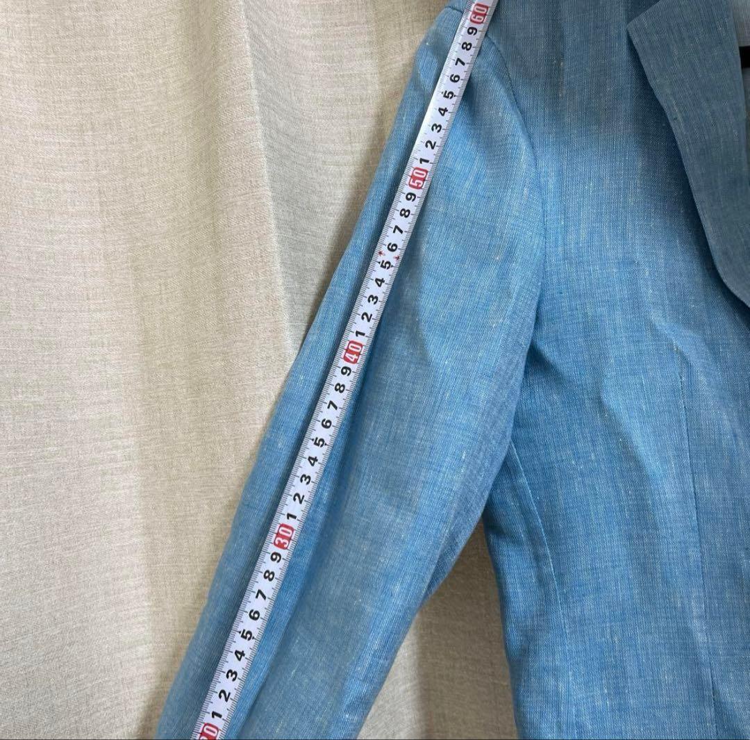 Belvest 純リネン44 水色 テーラードジャケット