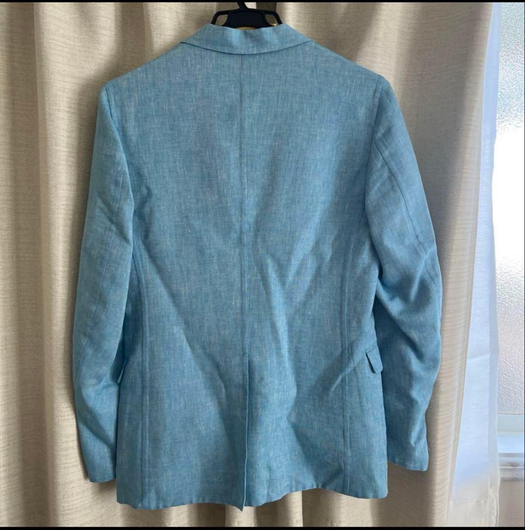 Belvest 純リネン44 水色 テーラードジャケット