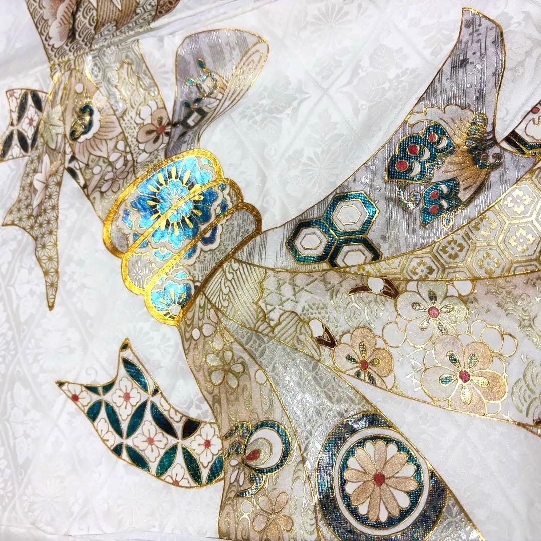 新作❗️【新品/日本製】白 手箔染め お宮参り産着 男の子 熨斗柄