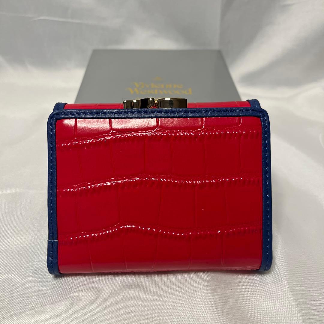 新品 Vivienne Westwood レッド青ライン 三つ折り財布 一粒万倍
