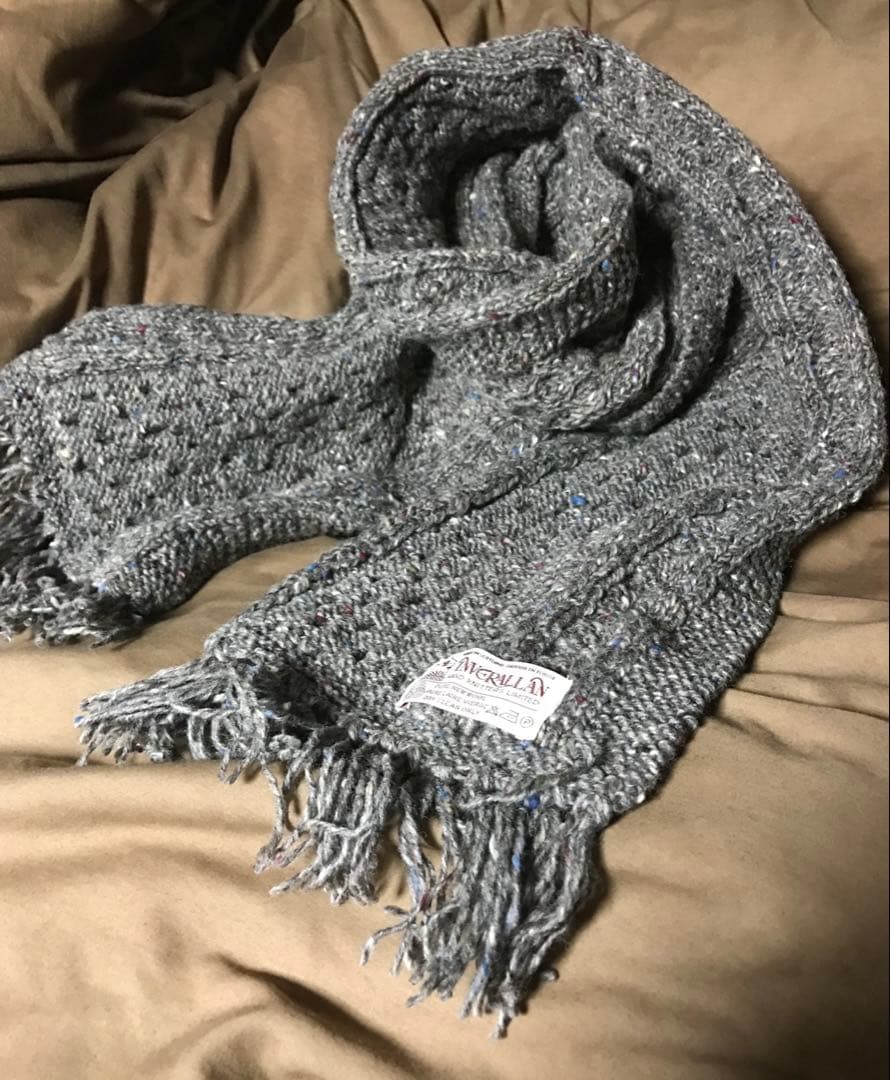 【新品同様】INVERALLAN スコットランド製ウールケーブルマフラー