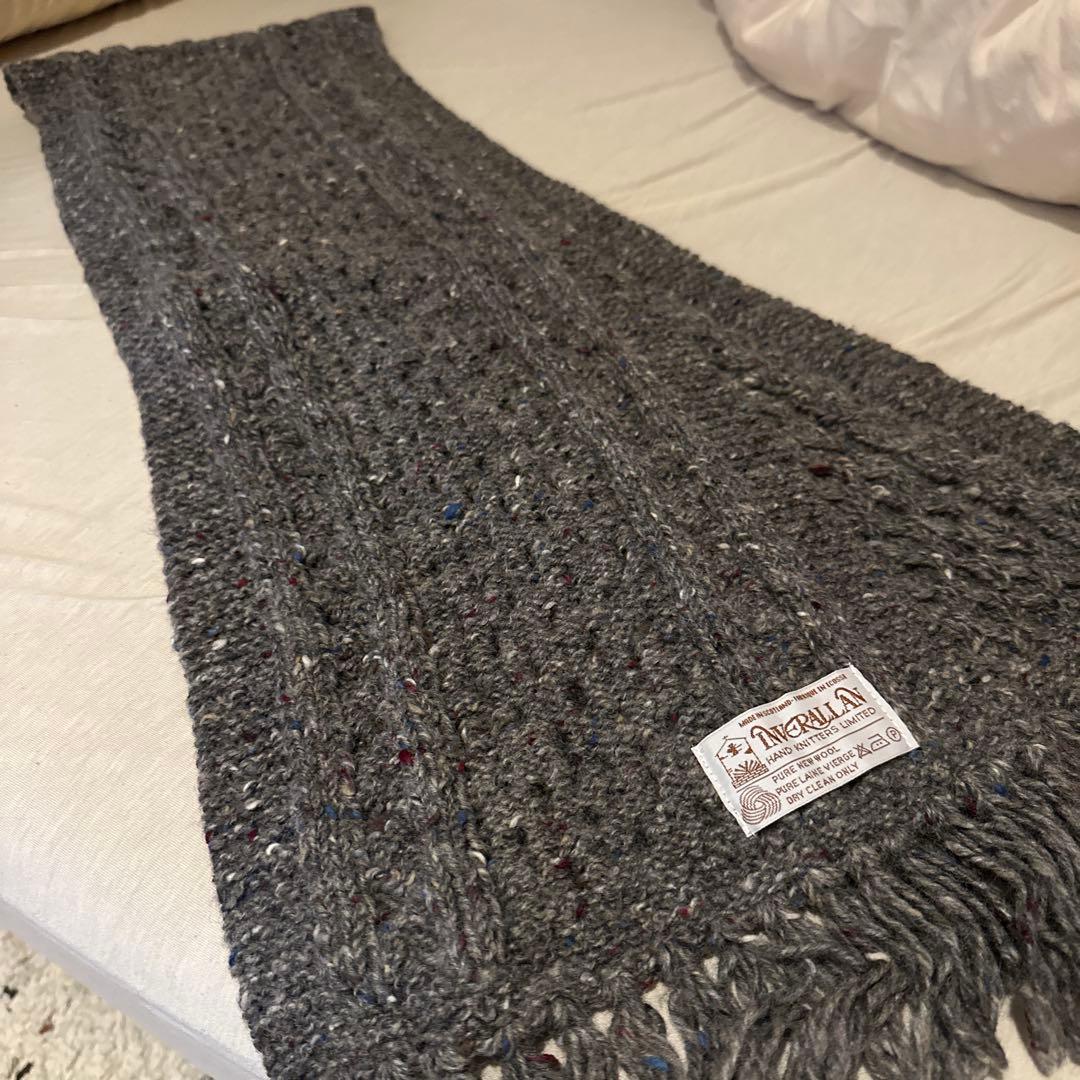 【新品同様】INVERALLAN スコットランド製ウールケーブルマフラー