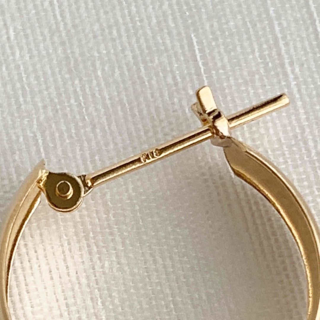 18金【4×15mm 甲丸フープピアス 】イエローゴールド ペア 日本製 新品！