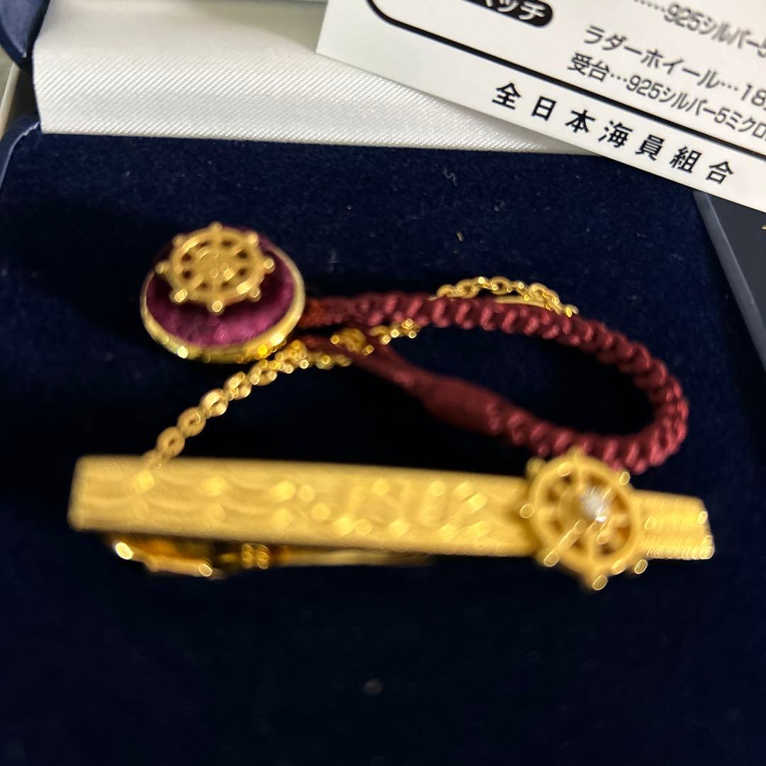 【新品】全日本海員組合特別功労賞タイピンバッジ　貴金属　ダイアモンド