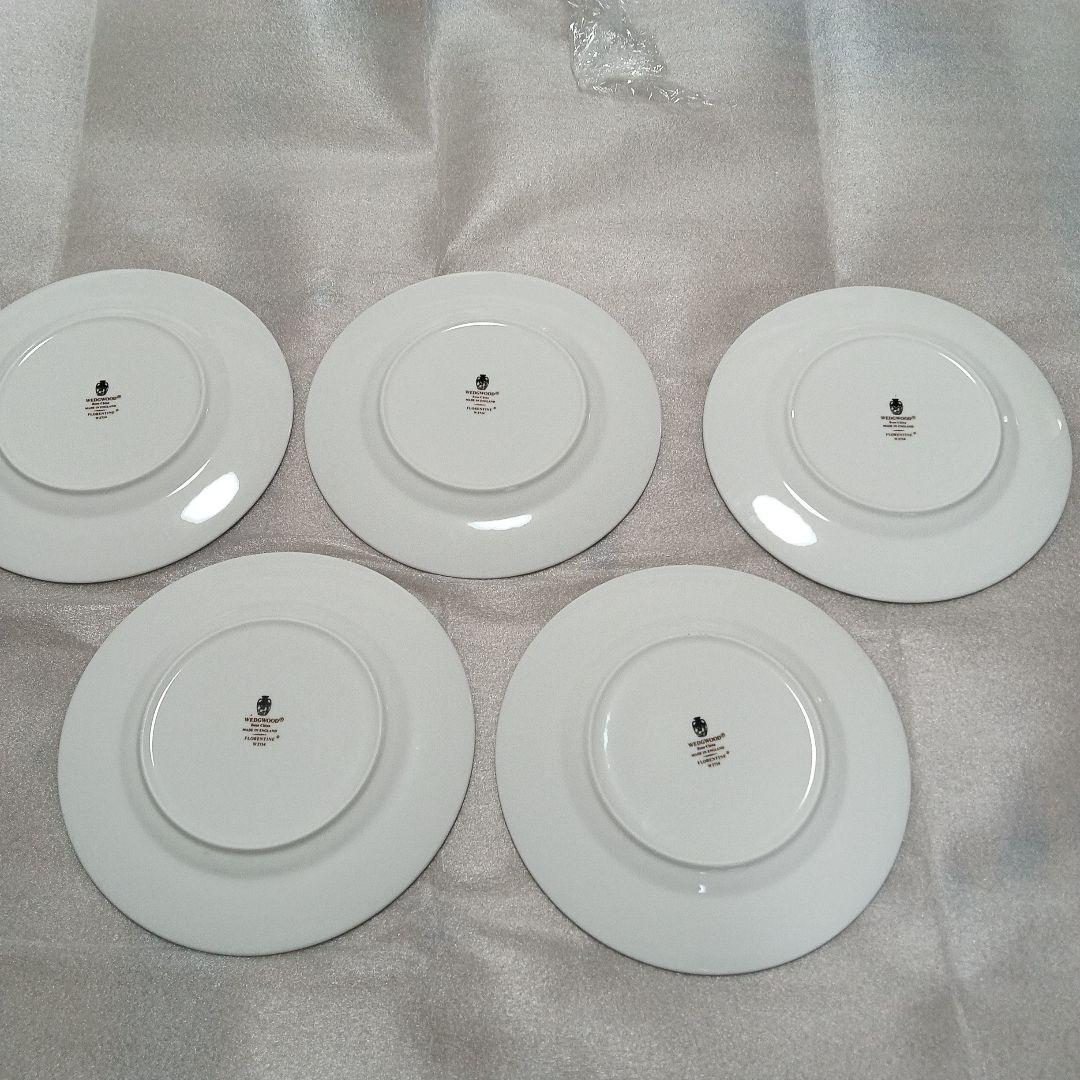 ウェッジウッド【フロレンティーンターコイズ】20.5cm プレート 5枚 黒壺