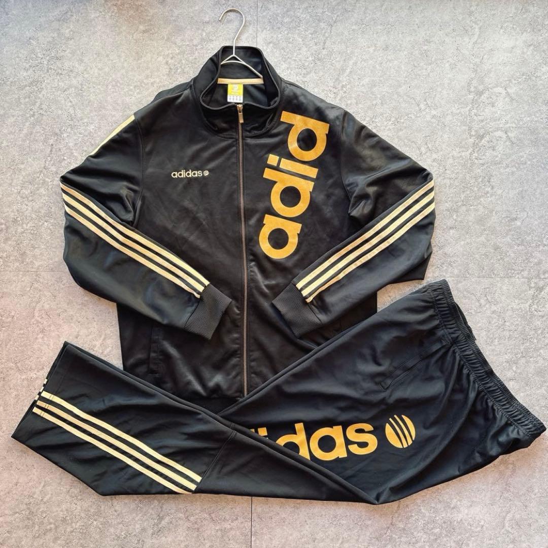 Y2K adidas ブラック×ゴールド ジャージ セットアップ L