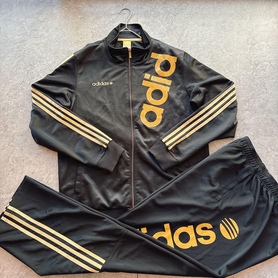 Y2K adidas ブラック×ゴールド ジャージ セットアップ L