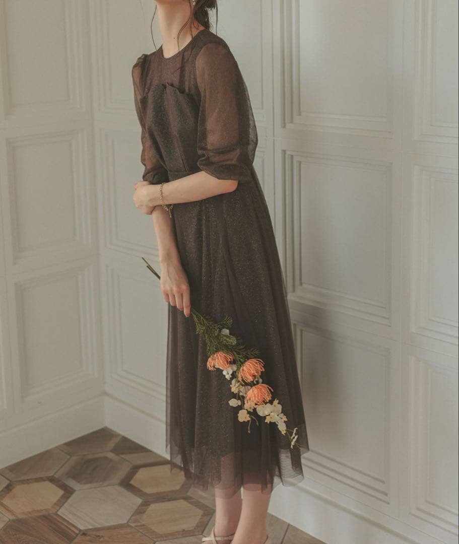 Dorry Doll ビスチェ風トップス ラメチュールワンピース