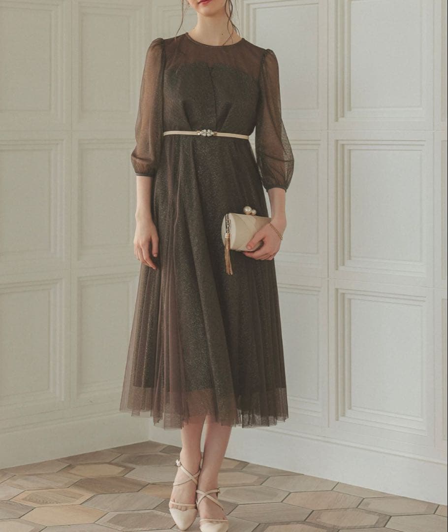 Dorry Doll ビスチェ風トップス ラメチュールワンピース