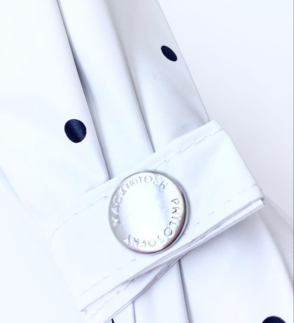 新品★マッキントッシュフィロソフィー★ドットゴースト晴雨兼用2段折りたたみ日傘白