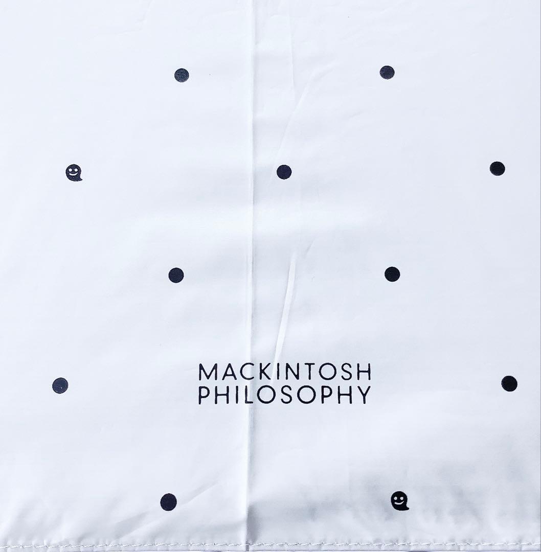 新品★マッキントッシュフィロソフィー★ドットゴースト晴雨兼用2段折りたたみ日傘白