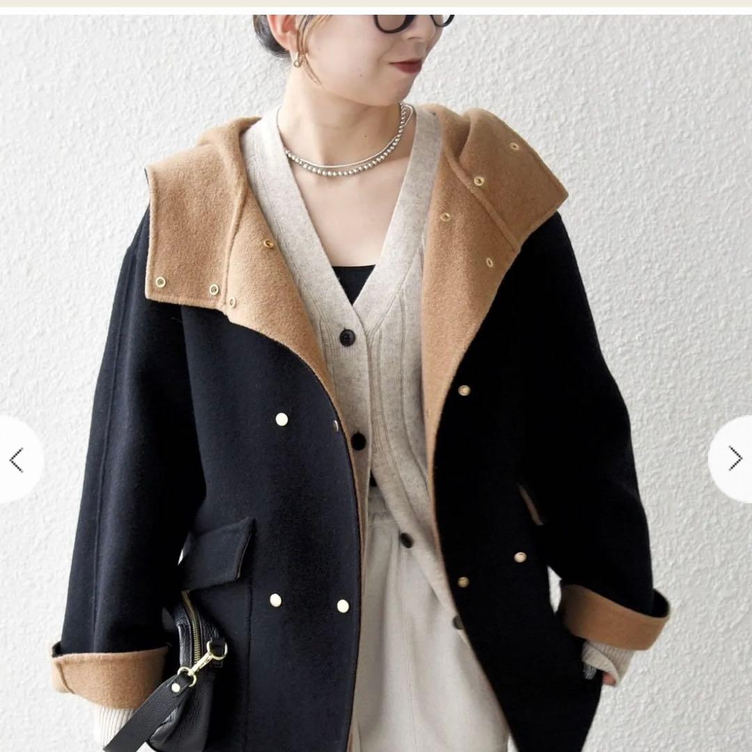 一部追加予約＞ SHIPS any： リバーフーデッドAラインミドルコート