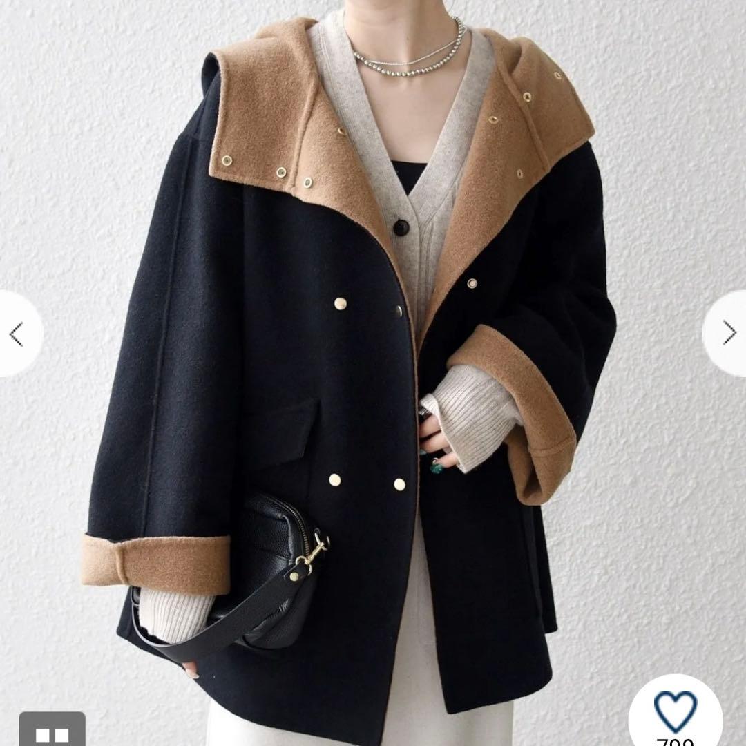 一部追加予約＞ SHIPS any： リバーフーデッドAラインミドルコート