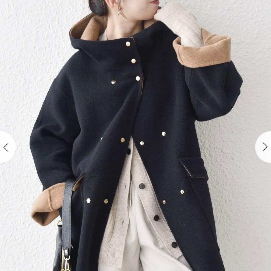 一部追加予約＞ SHIPS any： リバーフーデッドAラインミドルコート