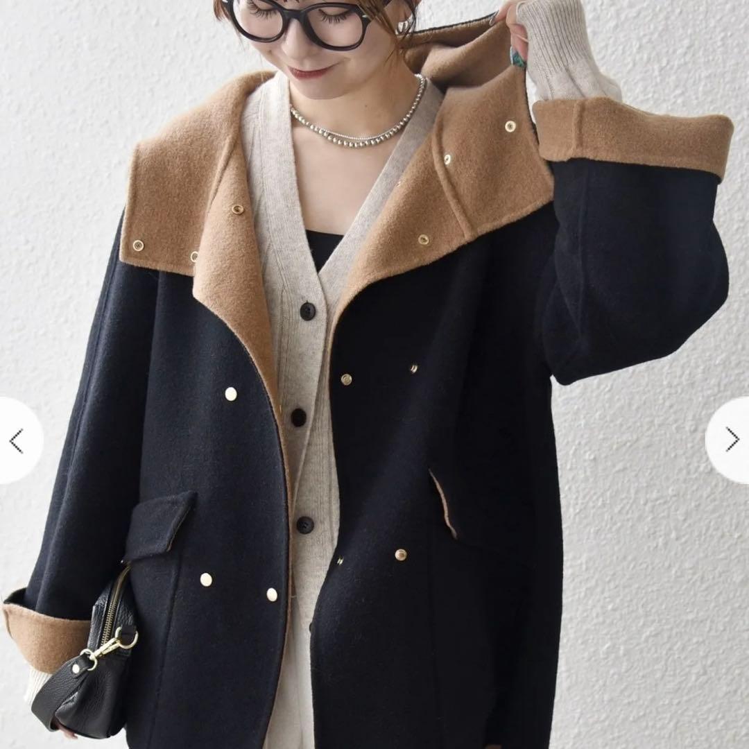 一部追加予約＞ SHIPS any： リバーフーデッドAラインミドルコート