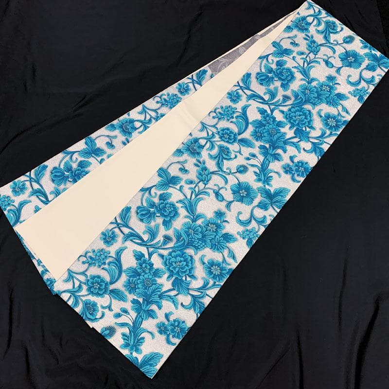 508my18◇西陣織 花唐草 秀華優映文 オリエンタル 銀糸 六通 袋帯◇美品