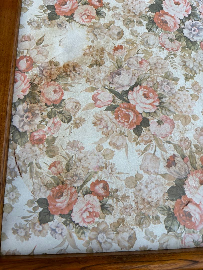 60〜70s 木製 2段式キッチンワゴン トローリーワゴン　花柄 昭和レトロ