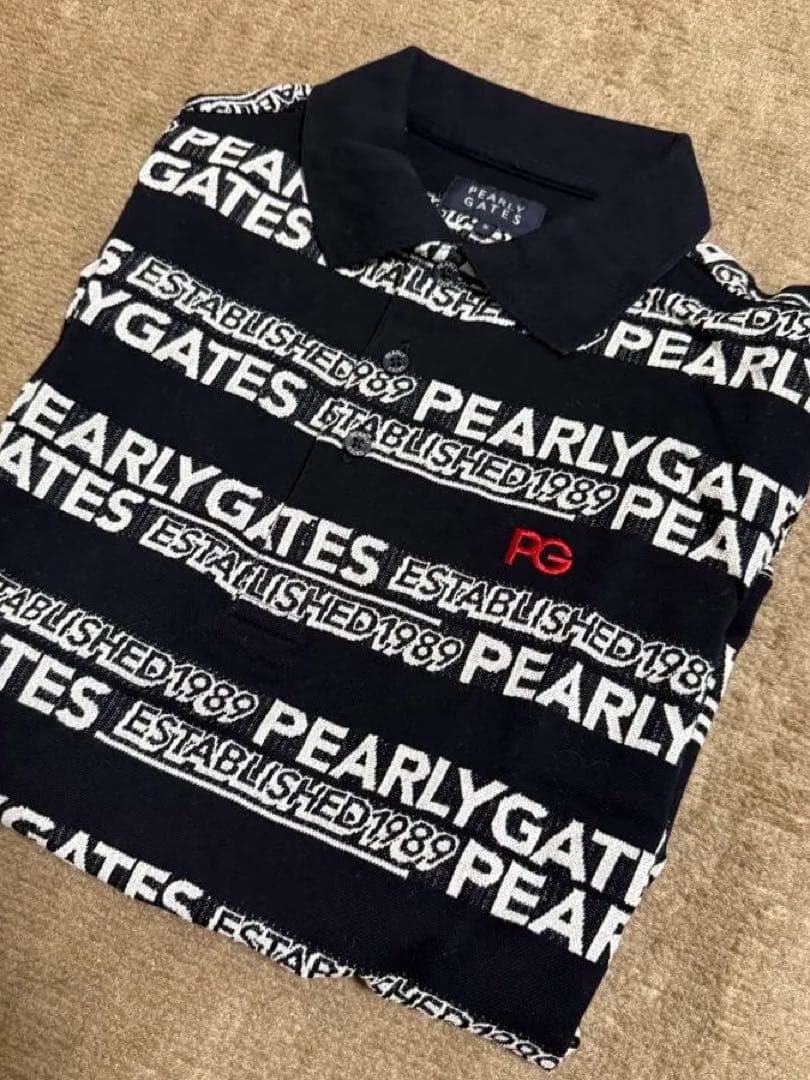 美品PEARLY GATES ロゴプリント半袖ポロシャツ サイズ5