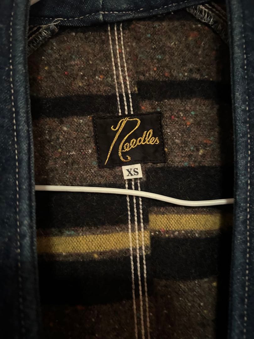 Needles ノーカラーデニムジャケット ロングコート　作務衣コート