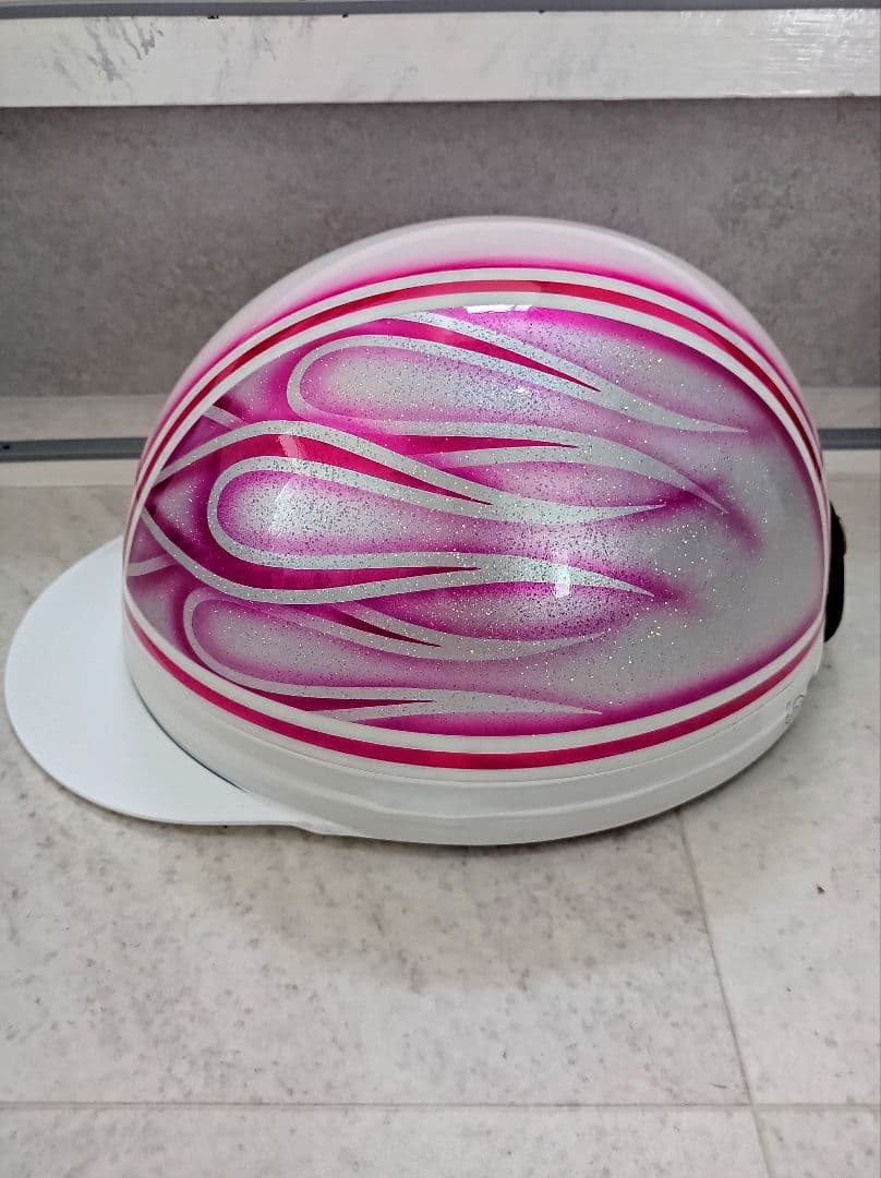 カスタムコルク半　白✘Candyピンクファイヤー　七色ラメ